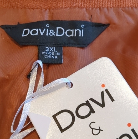 Davi & Dani Orange Corduroy Belted Jacket with Pockets size 3X - Picture 5 of 7